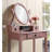 Rose Gold Vanity And Stool , Wooden - 3 Storage Compartments, Adjustable Oval Mirror, Spacious Tabletop For Makeup, Padded Upholstered Ample Cushioned Seat-404769370