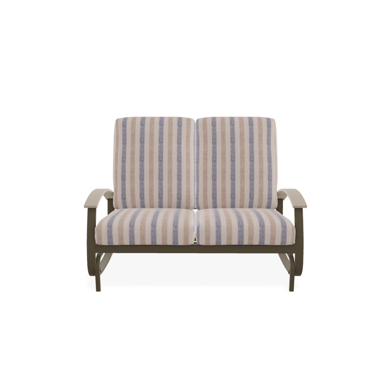 Banc oscillant avec coussins Askar, Sunbrella® spectre champignon, Bois de plage texturé, Désert P60
