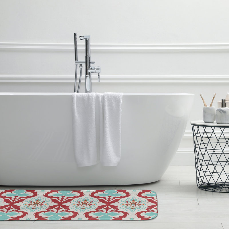Tapis de bain Happy Hippy, L 17 po x L 24 po, Bleu sarcelle