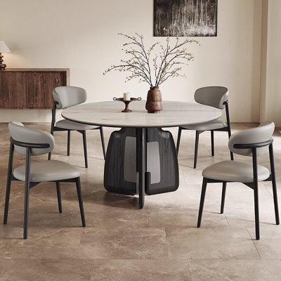 Light luxury French sintered stone round table