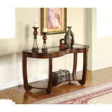 Sofa Table Open Bottom Shelf Glass Insert Top Cocktail Table