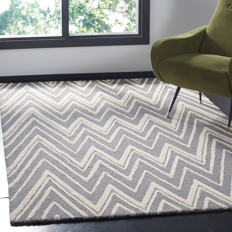ShipstStour Chevron Wool Hand Woven Area Rug, Rectangle 183 x 274 cm