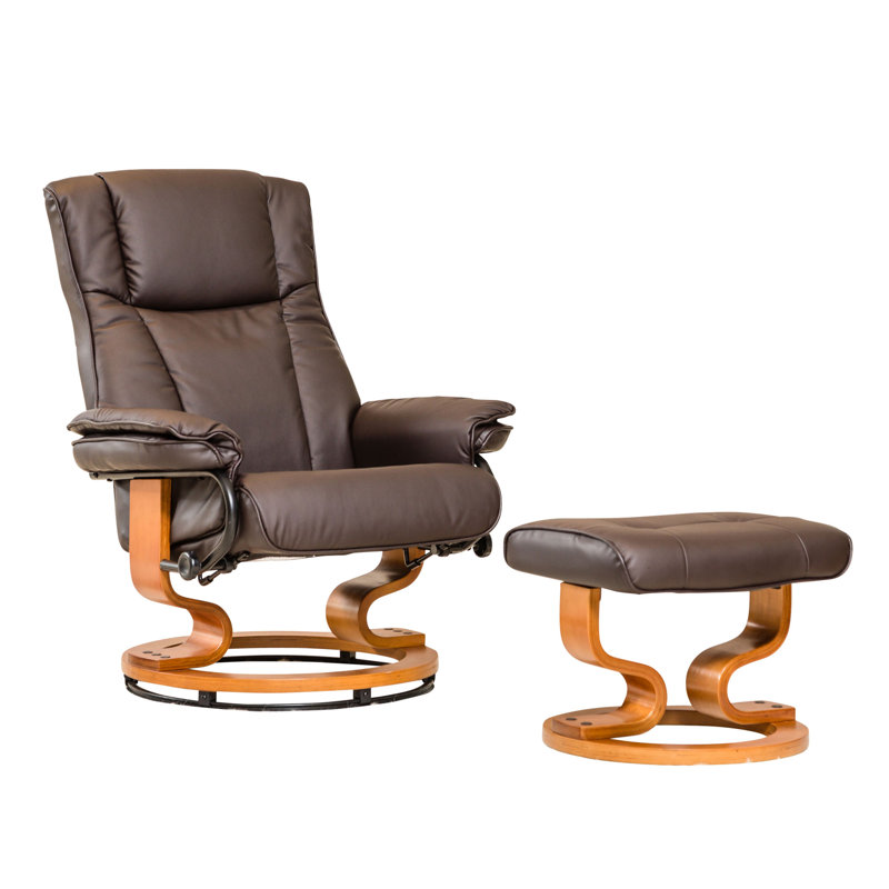 Robey Manual Swivel Recliner with Footstool, Burgundy
