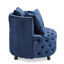 Fauteuil pivotant en velours bleu moderne avec dossier rembourré et roues mobiles élégantes