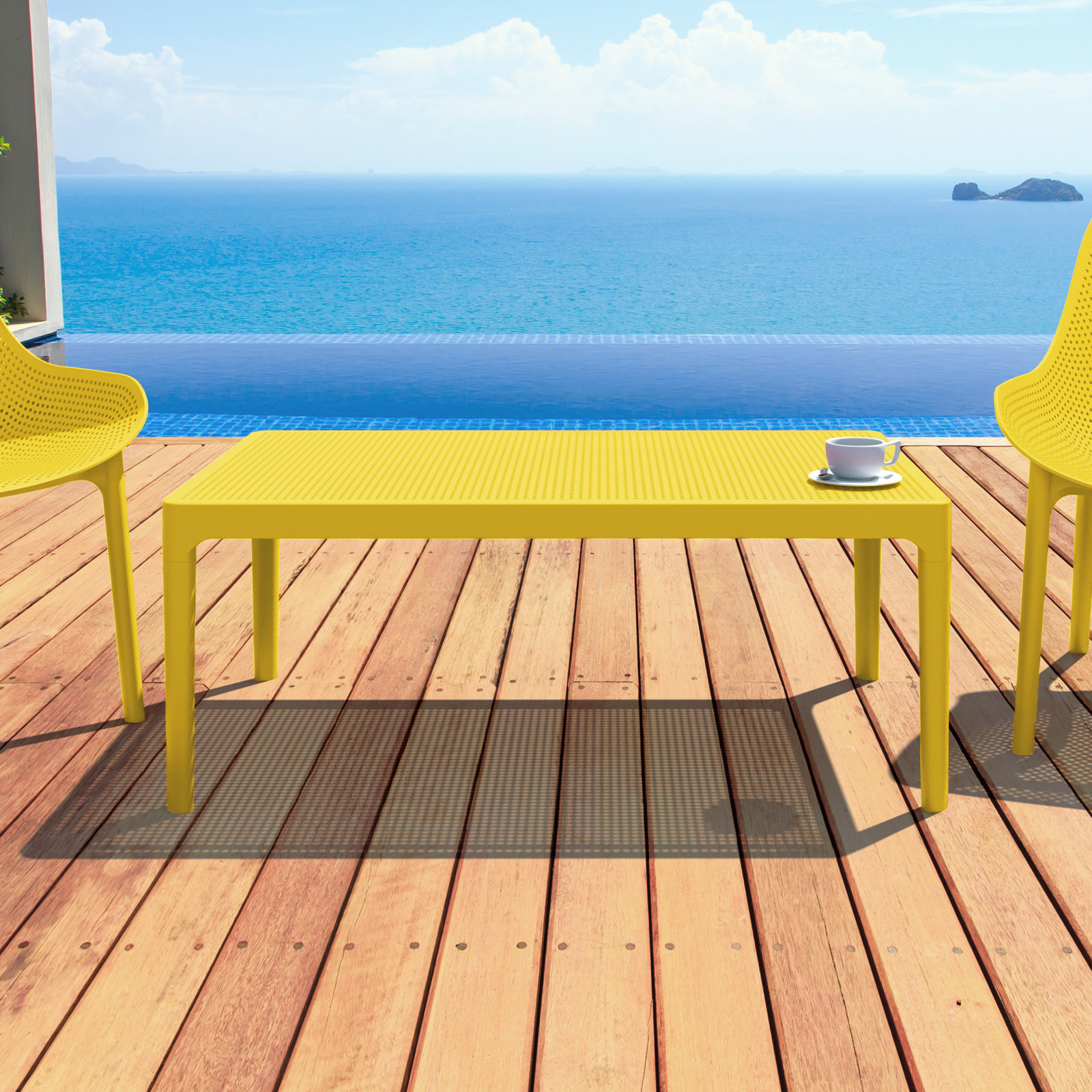 Farrah 23.6 " Patio Table, Yellow, 23.6"W x 15.7"H x 39.4"L