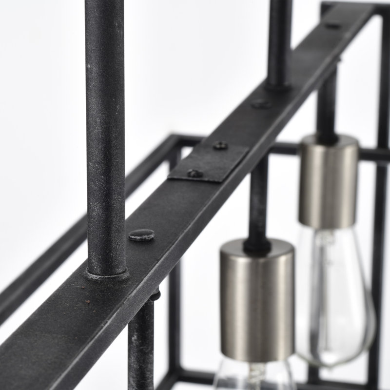 Larchmont 4 - Light Kitchen Island Pendant, Iron Black/Brushed Nickel Accents