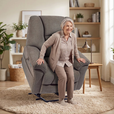 Fauteuil inclinable de puissance moyenne pour personnes âgées avec chaleur et massage, fauteuil électrique à plateforme de 172 degrés, repose-pieds surélevé sans gravité, tissu en chenille bicolore, café