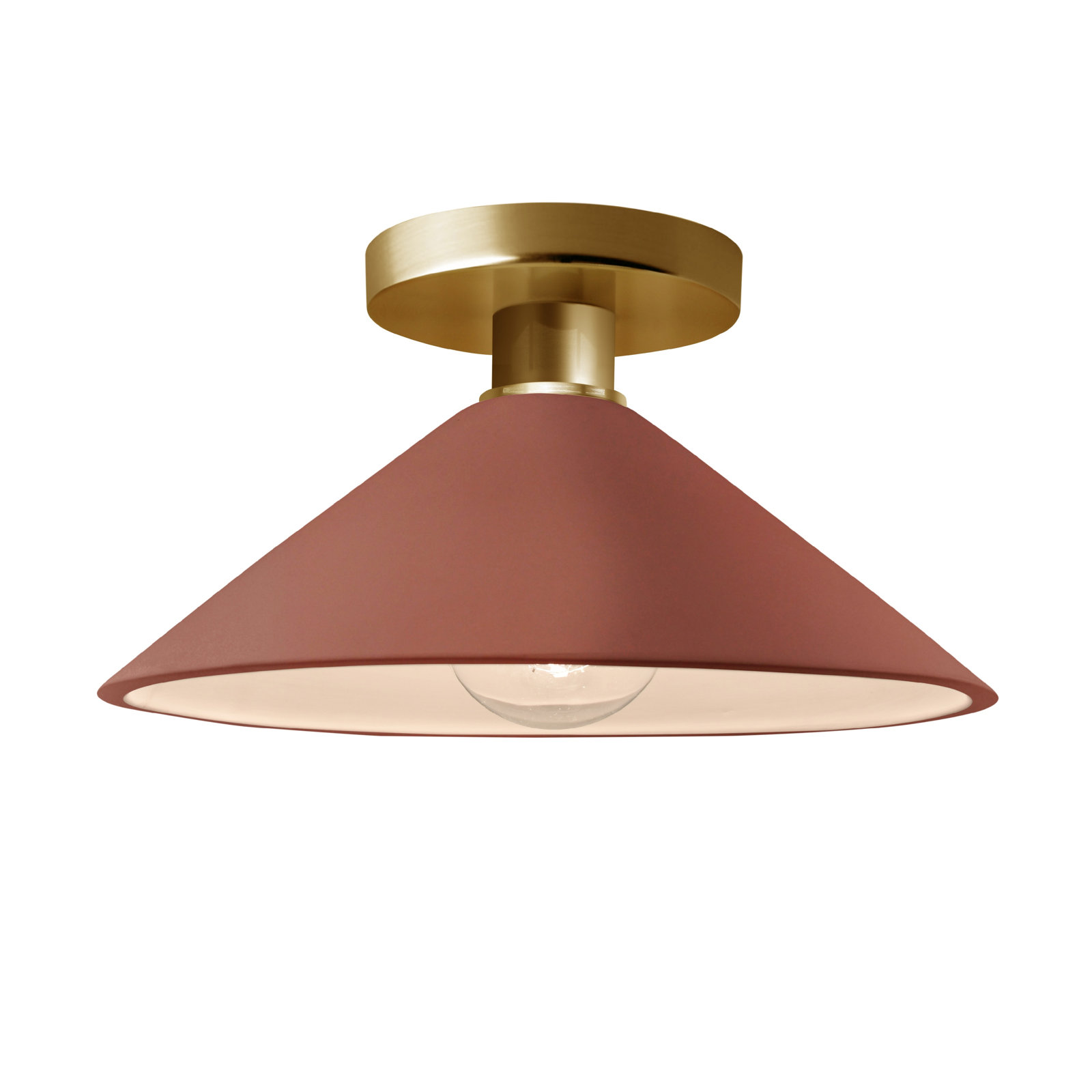 Single Light Ceramic Semi Flush Mount, Canyon Clay, Polished Brass, LED (Integrated)