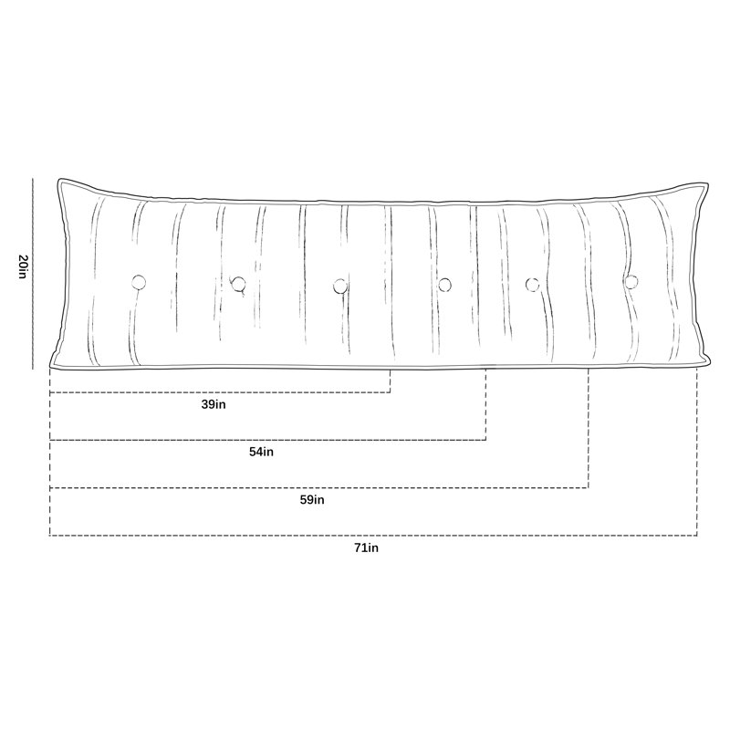 Button Tufted Headboard Decorative Back Support Side Sleeper Body Pillow, 20" x 76", Natural Linen