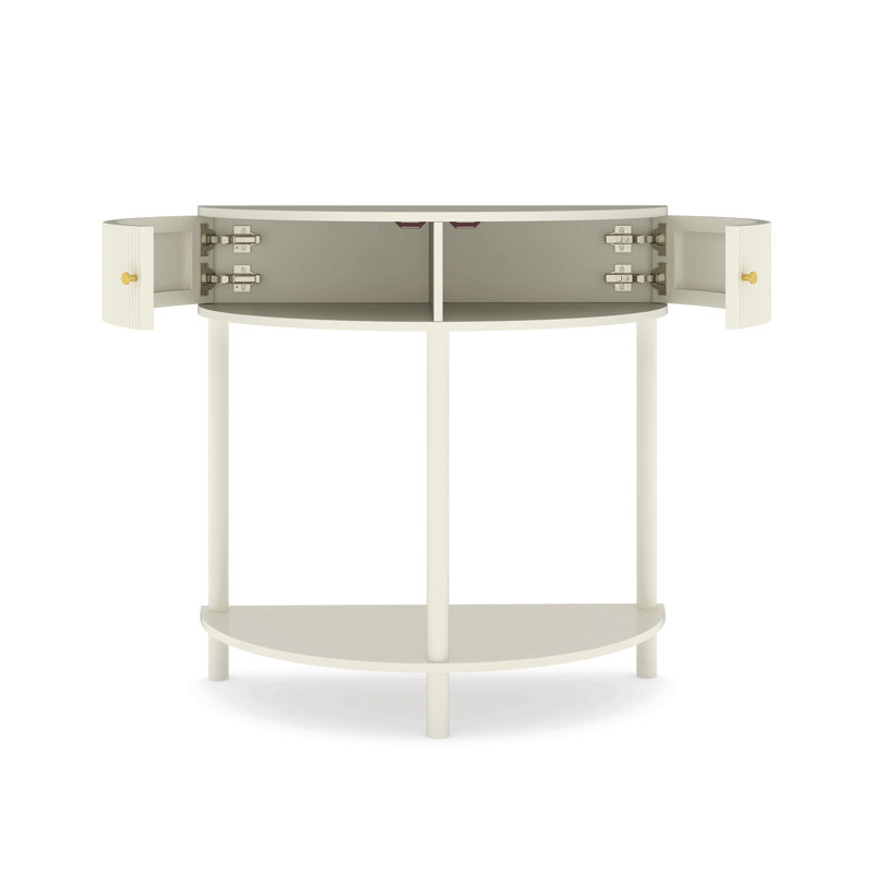 Console demi-lune Artisan-Wave, Crème, Cream, Crème