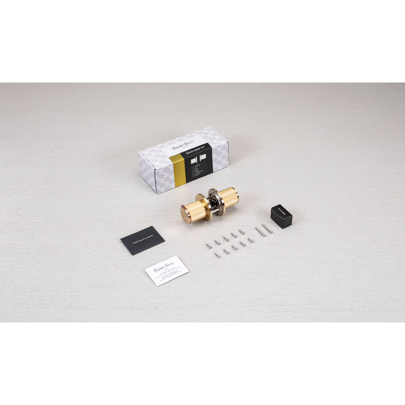 Brass Cylindrical Door Knob with Round Rosette