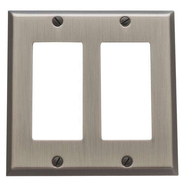 2-Gang Rocker Wall Plate, Antique Nickel