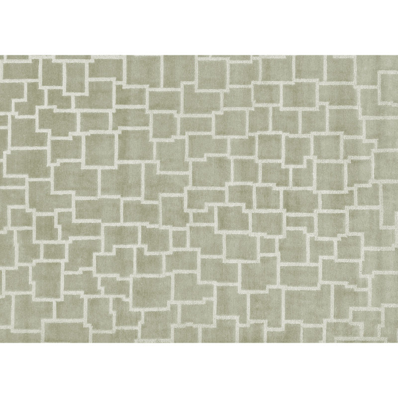 Hand Knotted Abstract Area Rug in Pistachio/Ivory, Rectangle 9' x 12'