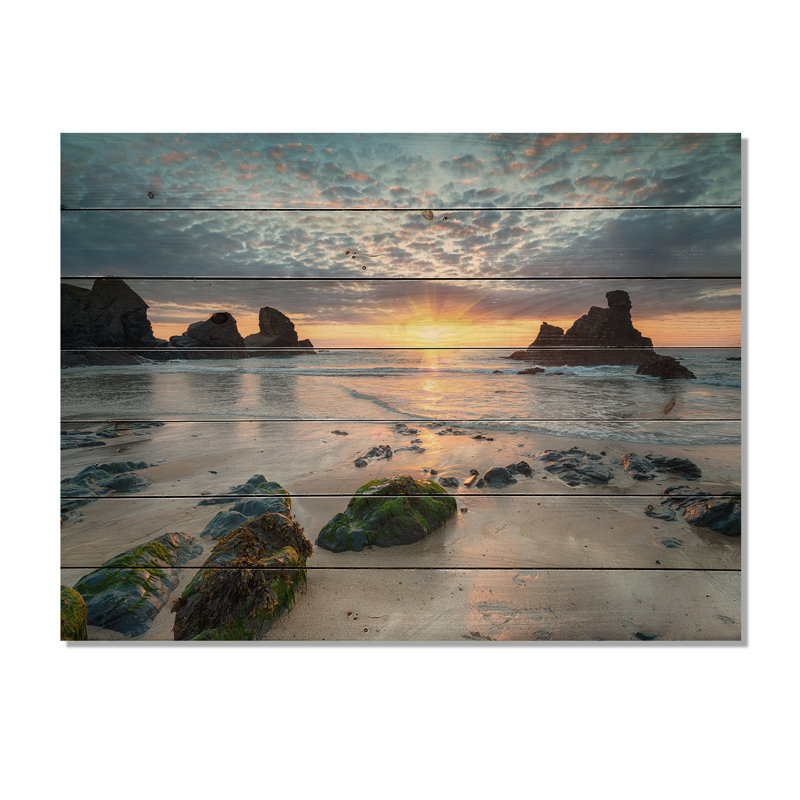 Magnifique baie de Porthcothan - imprimé bord de mer, H 15 po x l 20 po, Impression encadrée, Bois