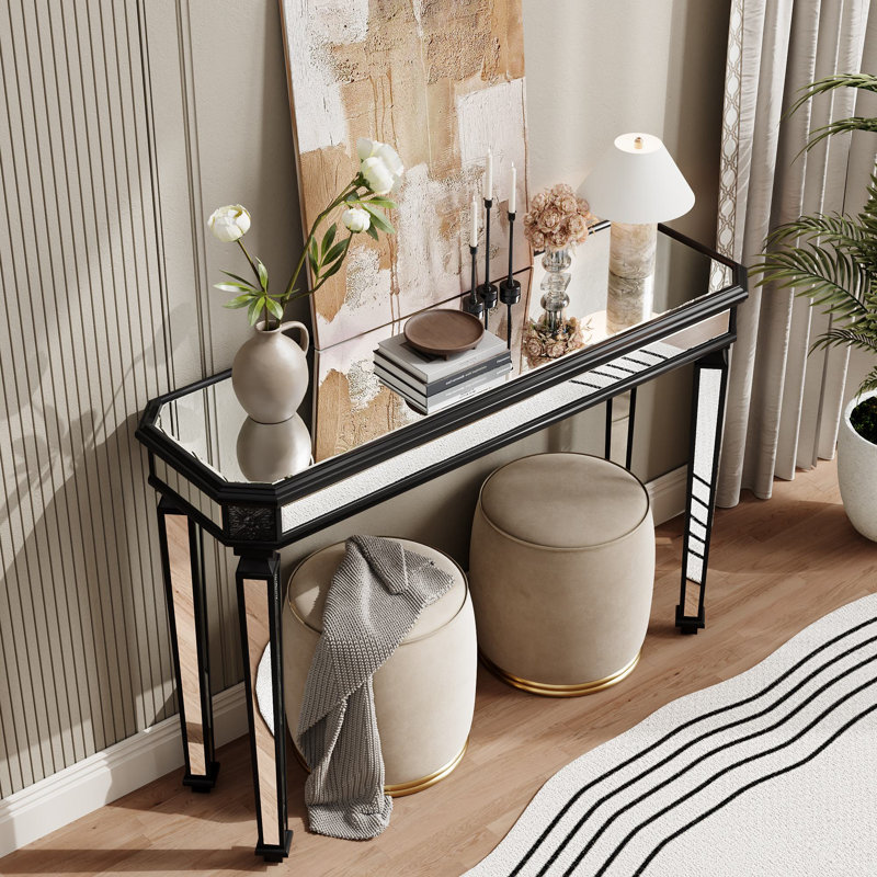 Chasidi 48''W Mirror Console Table, Black