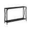 Console moderne avec plateau rectangulaire noir et structure en métal pour couloir, plateau inférieur en marbre, salon, chambre à coucher