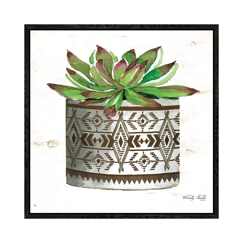 Mud Cloth Vase VI by Cindy Jacobs - Print on Canvas, Black Framed Canvas, 66.04cm H x 66.04cm W x 3.81cm D