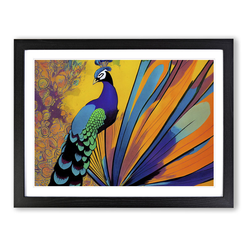 Exclusive Peacock Abstract - Framed Print, Black, 34cm H x 46cm W x 2cm D