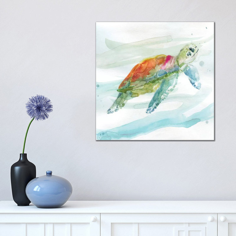 Tortue des tropiques I, H 18 po x l 18 po x P 1,5 po, Toile avec cadre noir, Pas de tapis