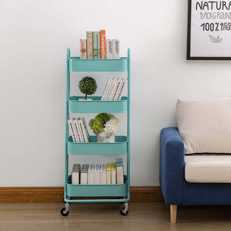 43'' H x 18'' W Utility Cart with Wheels, Blue