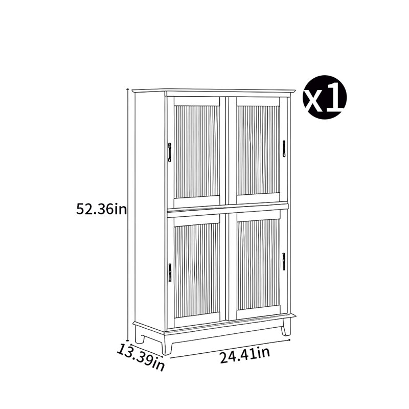 Bibliothèque simple en bois, (4 tablettes) H 52,36 po x l 24,41 po x P 13,39 po, Crème, crème
