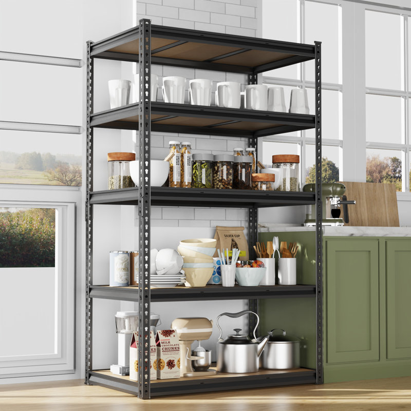 Étagère de rangement à 4 tablettes réglables en acier, H 72,44 po x l 48,03 po x P 23,62 po