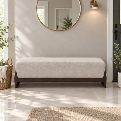 Rubber Solid Wood Bench with Thick Soft Cushions