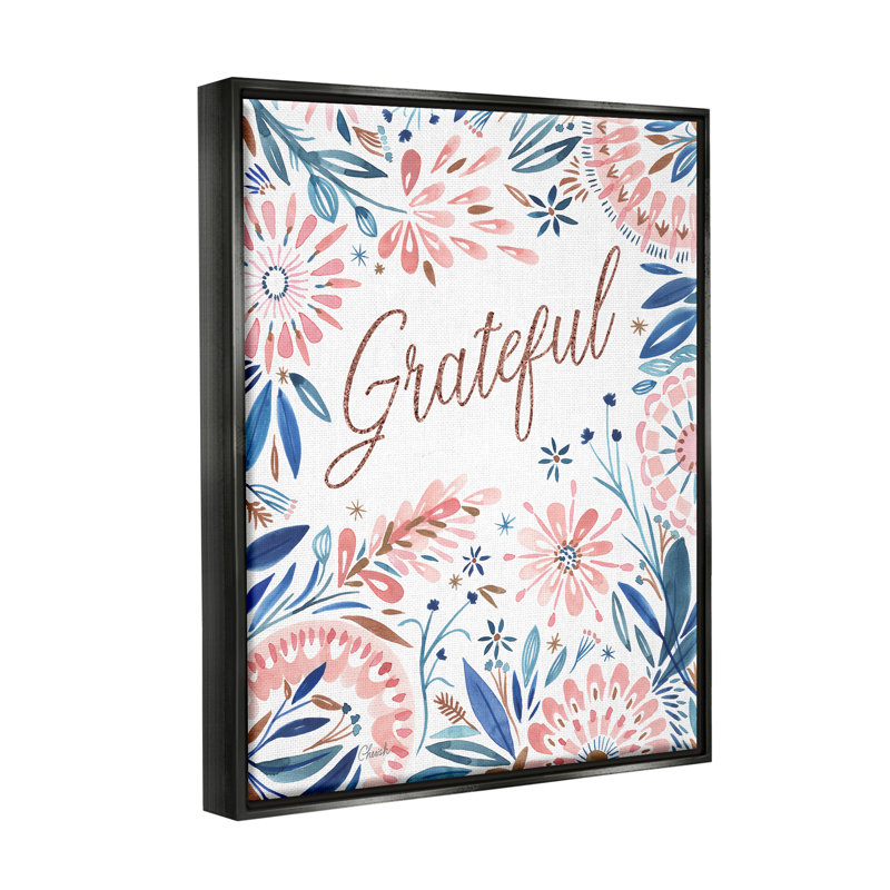 «Grateful Pink Floral Blossoms Floater», art mural sur toile par Cherish Flieder, H 21 po x l 17 po x P 1,7 po