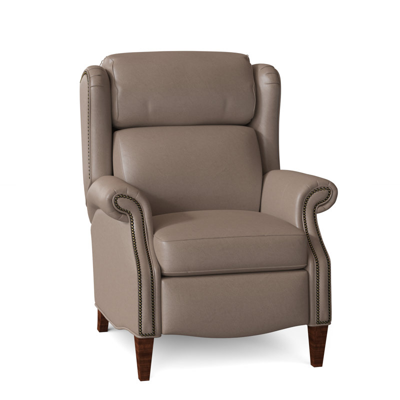 Miller Recliner, Aline Fumo Genuine Leather, Mahogany, Pewter