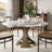 Aversa Modern Round Dining Table, Sintered Stone & Travertine Top With Lazy Susan | 1-Step Assembly, Farmhouse Kitchen Table For Dining Room-296602376-296602371