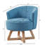 Élégante chaise pivotante avec base en bois en forme de croix, pivotant à 360 °, tissu de lin classique pour le salon et la chambre à coucher - bleu clair