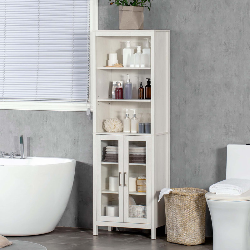 Grande armoire de rangement pour salle de bain avec tablette à 3 niveaux