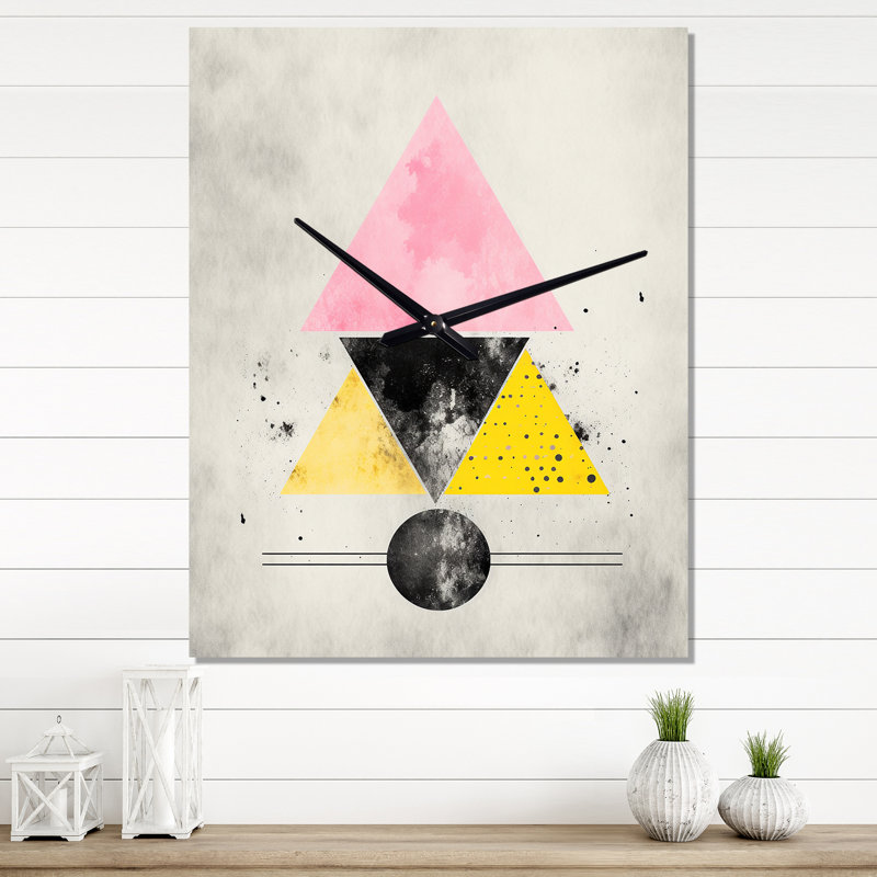 Transcendance rétro, triangulaire, aquarelle minimale - horloge murale moderne abstraite, Petit