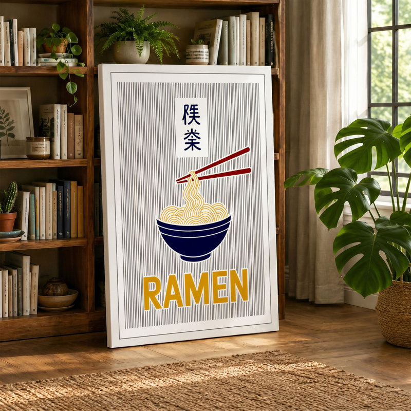 Ramen Bowl Typography Modern - Wrapped Canvas, White Border, 30x20 - 76.2 x 50.8 cm