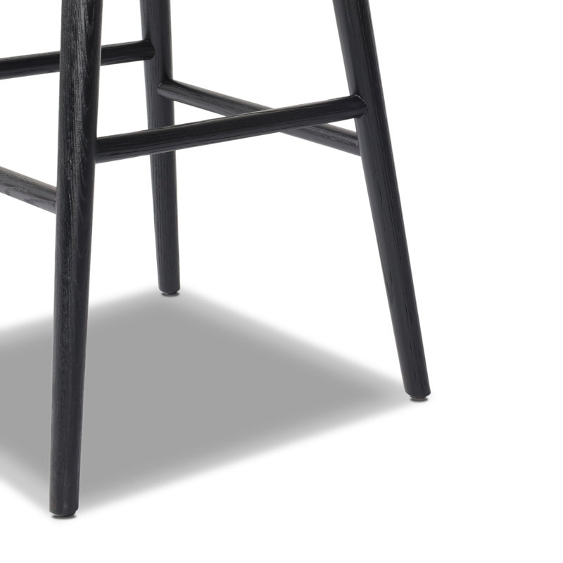 Hannah Swivel Stool, Bar Stool (30.5" Seat Height), Sonoma Black/Genuine Leather, Stained Black Ash