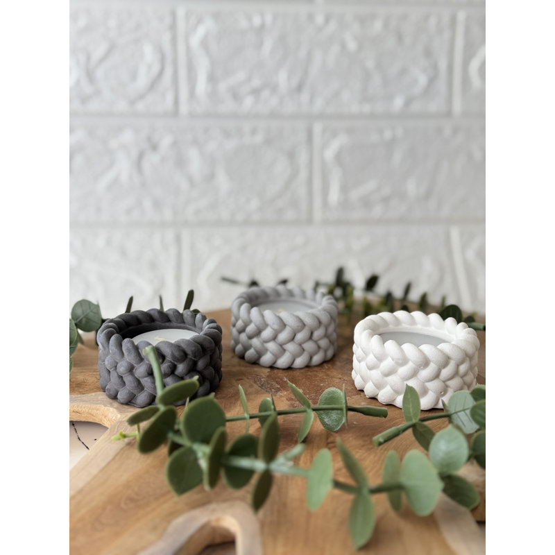 Elegant Candle Set (3 Pieces), Purple Concrete Holders with Soya Wax Candles, 2.4 x 2.4 x 2.4 inches Each | 100% Concrete Construction | Perfect for Home Decor, Gifts & Relaxation Atmosphere