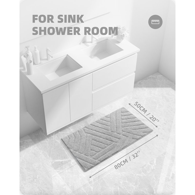 Tapis pour salle de bain Ibnou, L 32 po x l 20 po, Gris clair