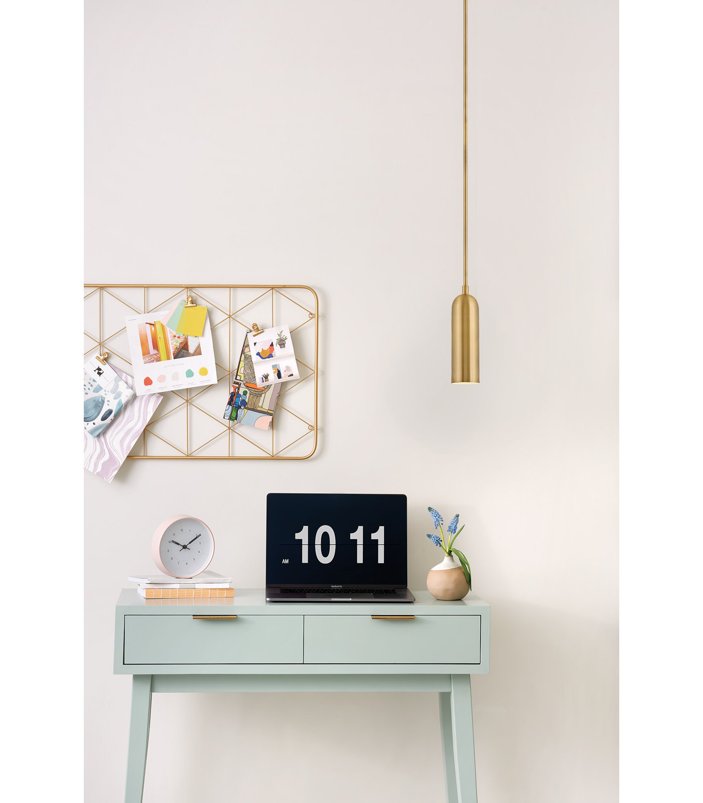 Arla Single Light Metal Dimmable LED Pendant, Heritage Brass
