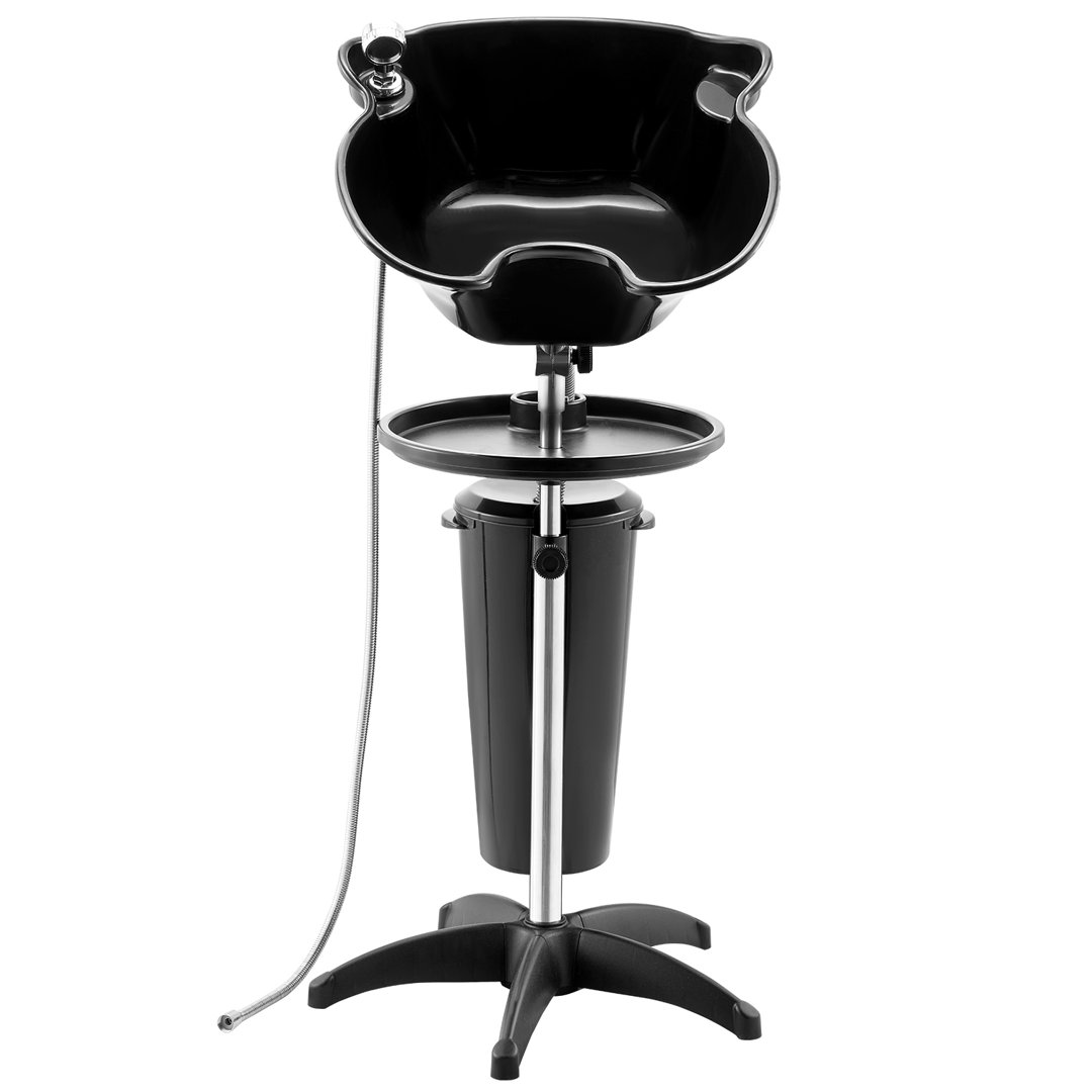 Portable Shampoo Bowl, Deep Shampoo Sink with Adjustable Height & Angle, Washing Hair Station Includes Drain Hose, Shower Head and Bucket, Salon Sink