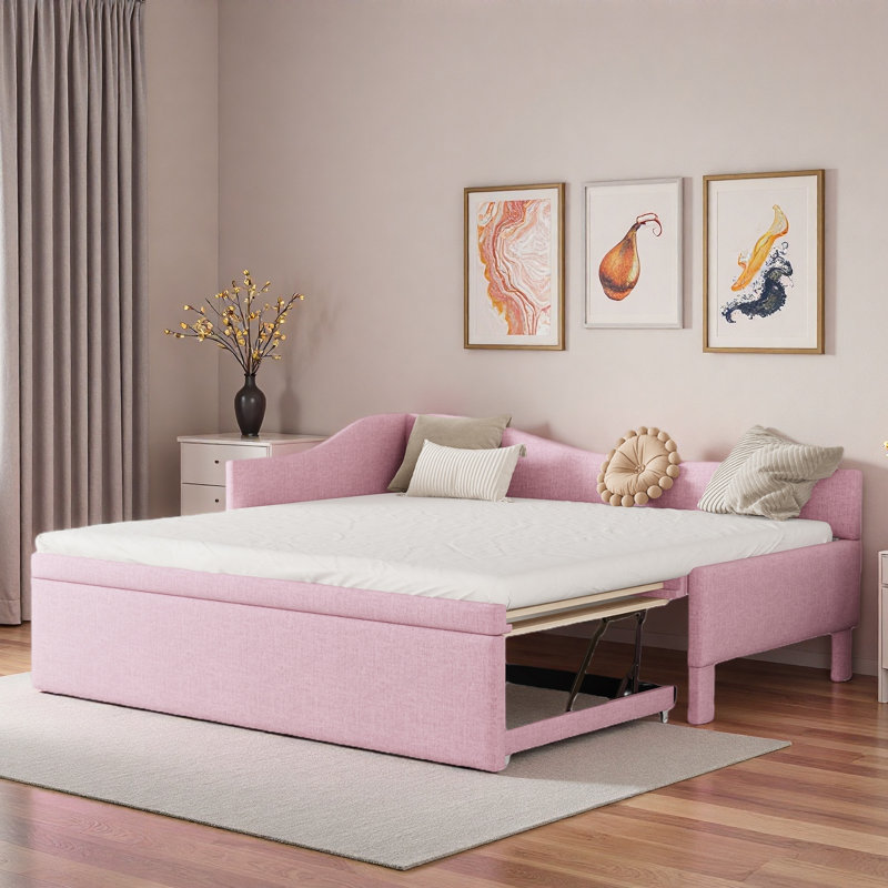 L-shaped Upholstered Daybed With Pop Up Trundle