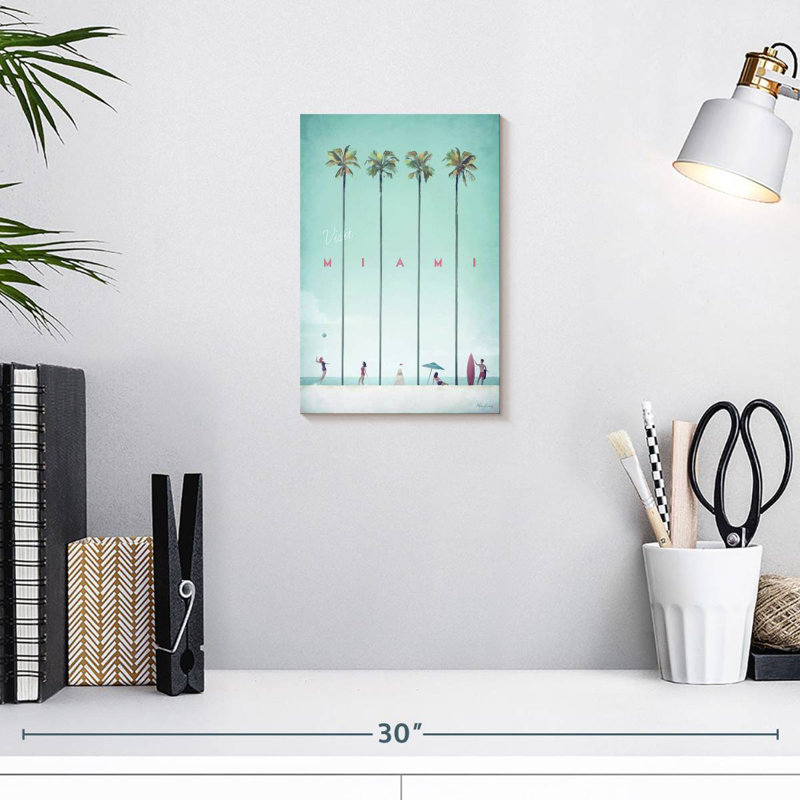 Affiche de voyage rétro Aime visit Miami, H 12 po x l 8 po