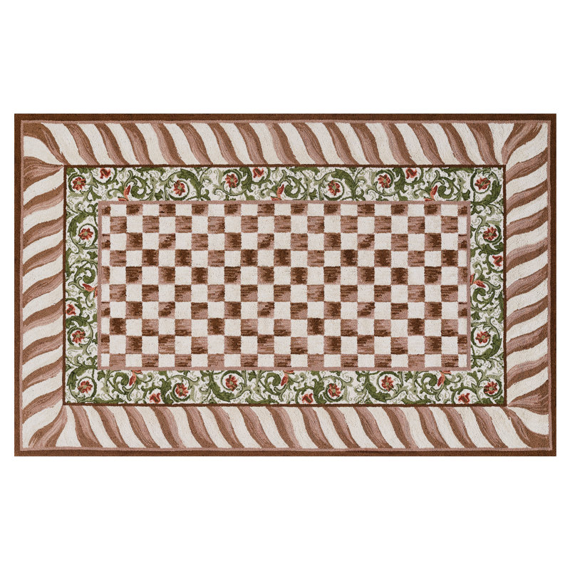Mocha Check Rug, Rectangle 5' x 8'
