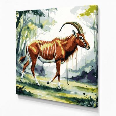 Faune bongo, art mural sur toile beige