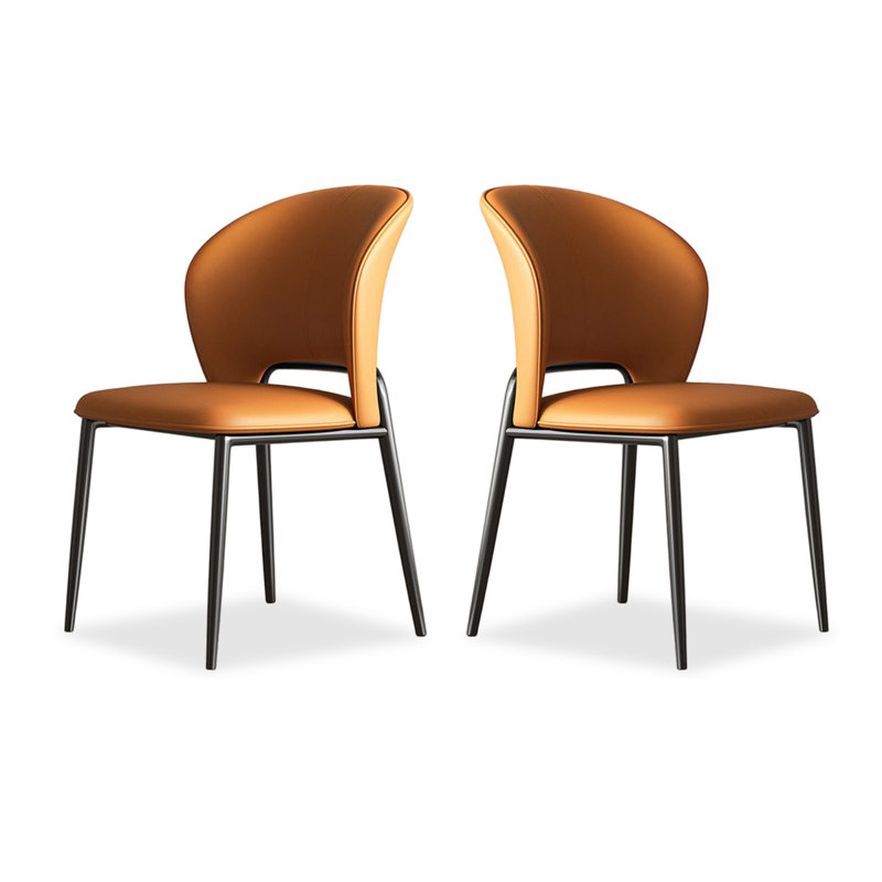 Chaise d'appoint orange à dossier solide (ensemble de 2), Orange