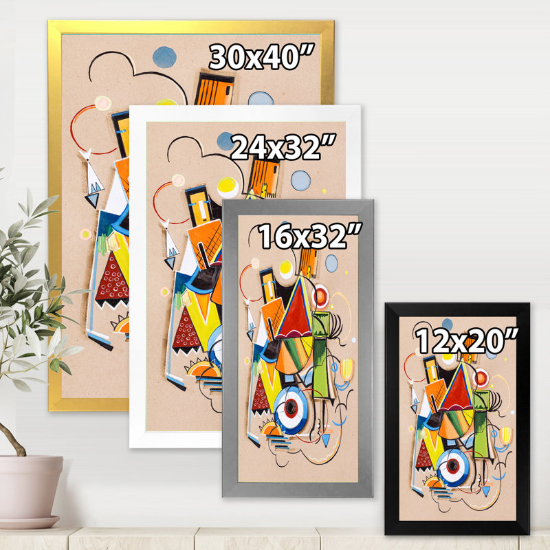 Coloured Geometric Abstract Compositions I - Cadre photo, reproduction d'art sur toile, Cadre noir
