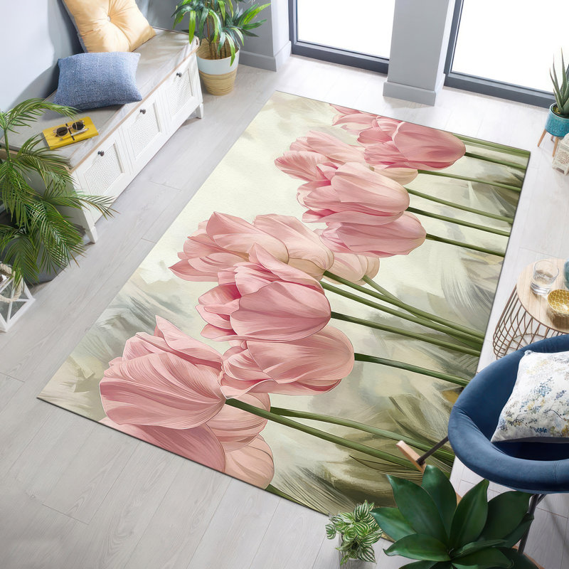 Stylish Non-Woven Thin Type Printed Rug Featuring Intricate Floral and Geometric Patterns for an Elegant Home Decor Accent Piece