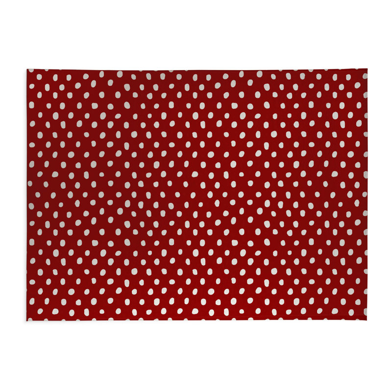 Tapis de cuisine Dot Lyfe, Rectangle 5' x 7', Cranberry Red Dots