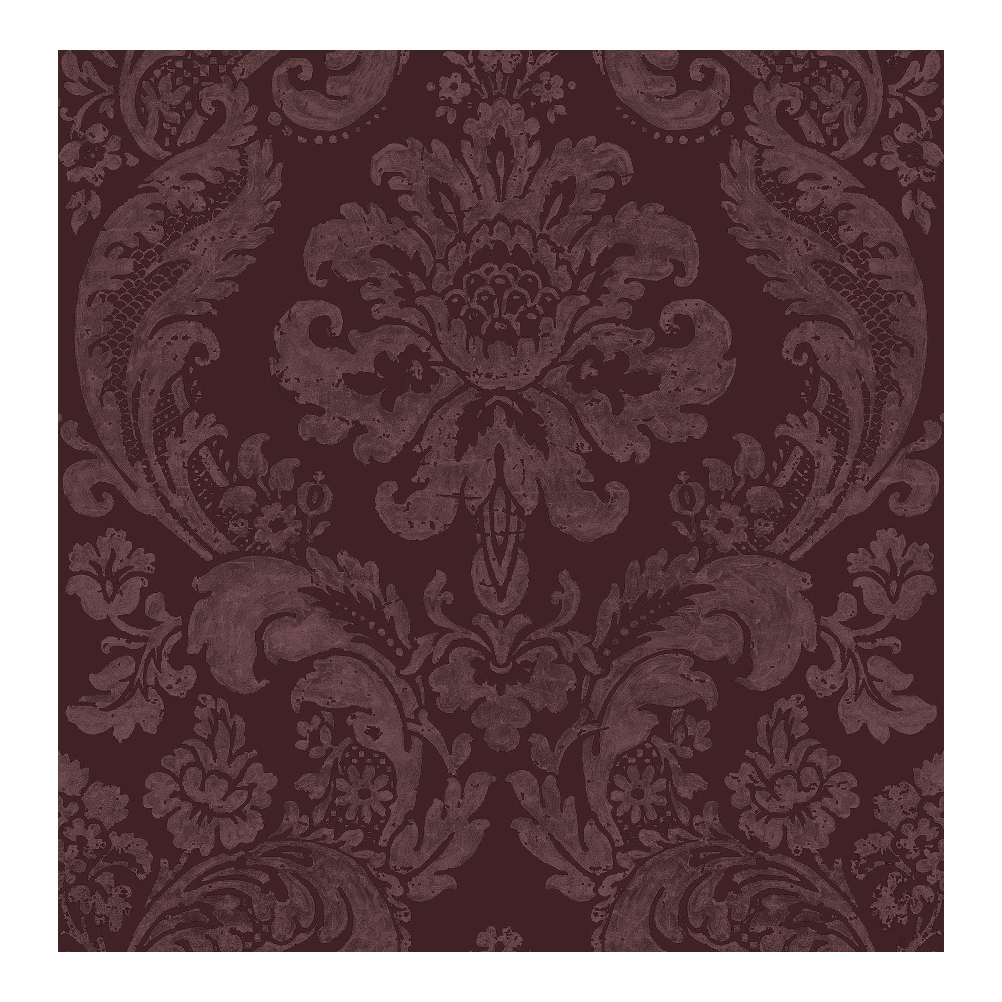 Melvin Damask Wallpaper, Merlot