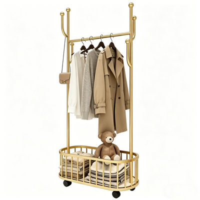 Portemanteau mobile léger de luxe de style italien - portemanteau sur pied de 31,5 pouces pour la chambre à coucher, support de rangement pour vestiaire (doré)