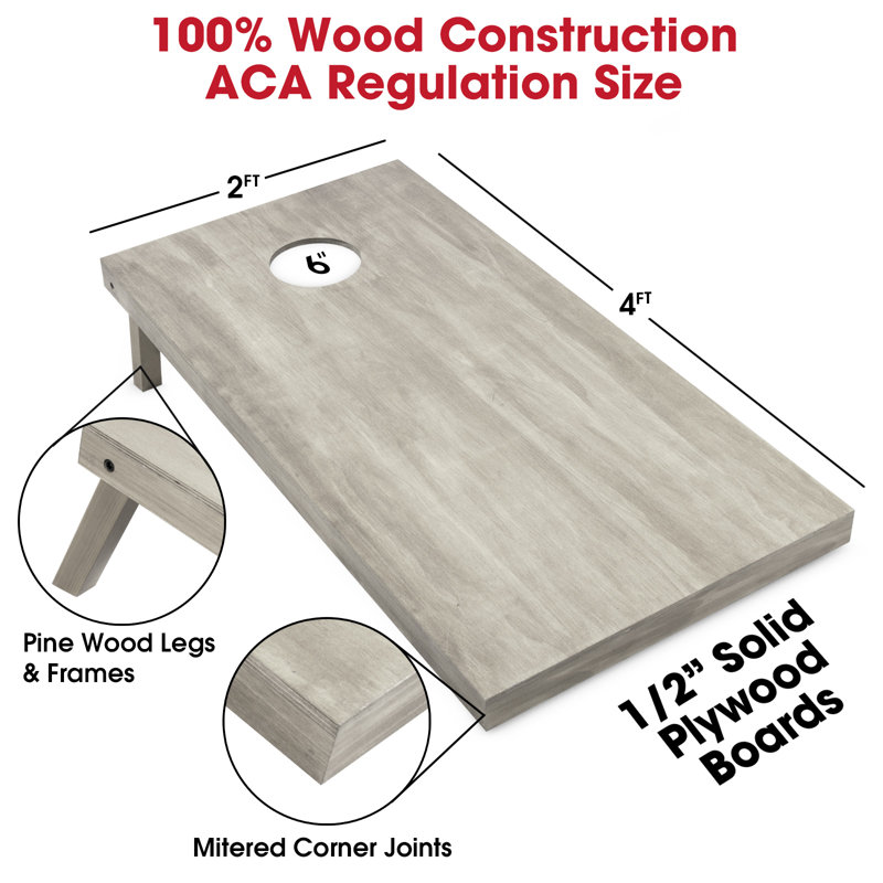 Gray Solid Wood Cornhole Set with Carrying Case
